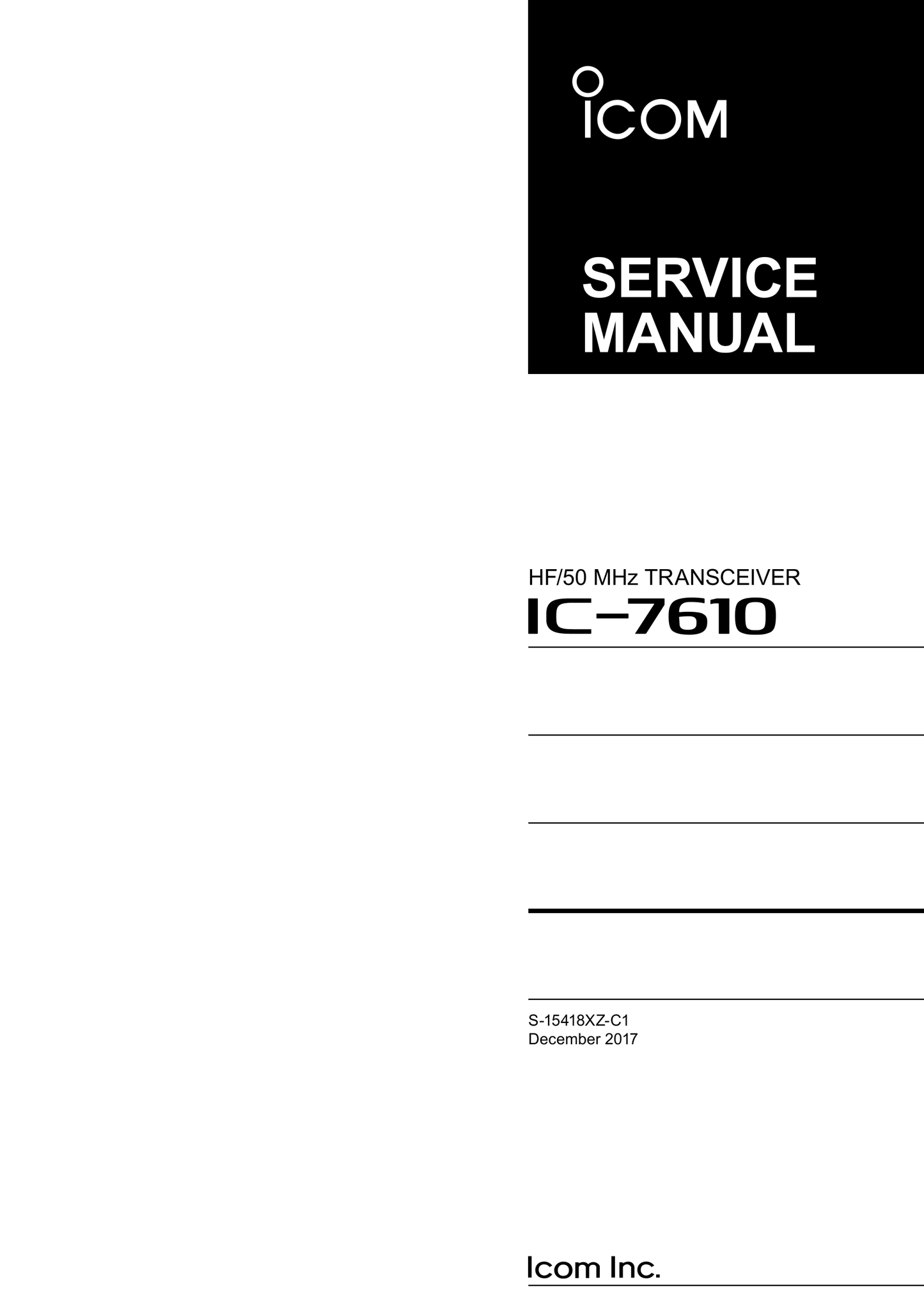 Icom IC-7610 HF Transceiver Service Manual (Pages: 107)