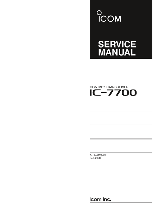 Icom IC-7700 HF Transceiver Service Manual (Pages: 135)