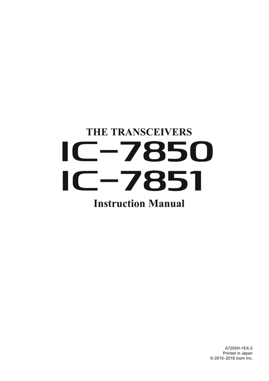 Icom IC-7850 & IC-7851 Transceiver Owner/ User Manual (Pages: 283)