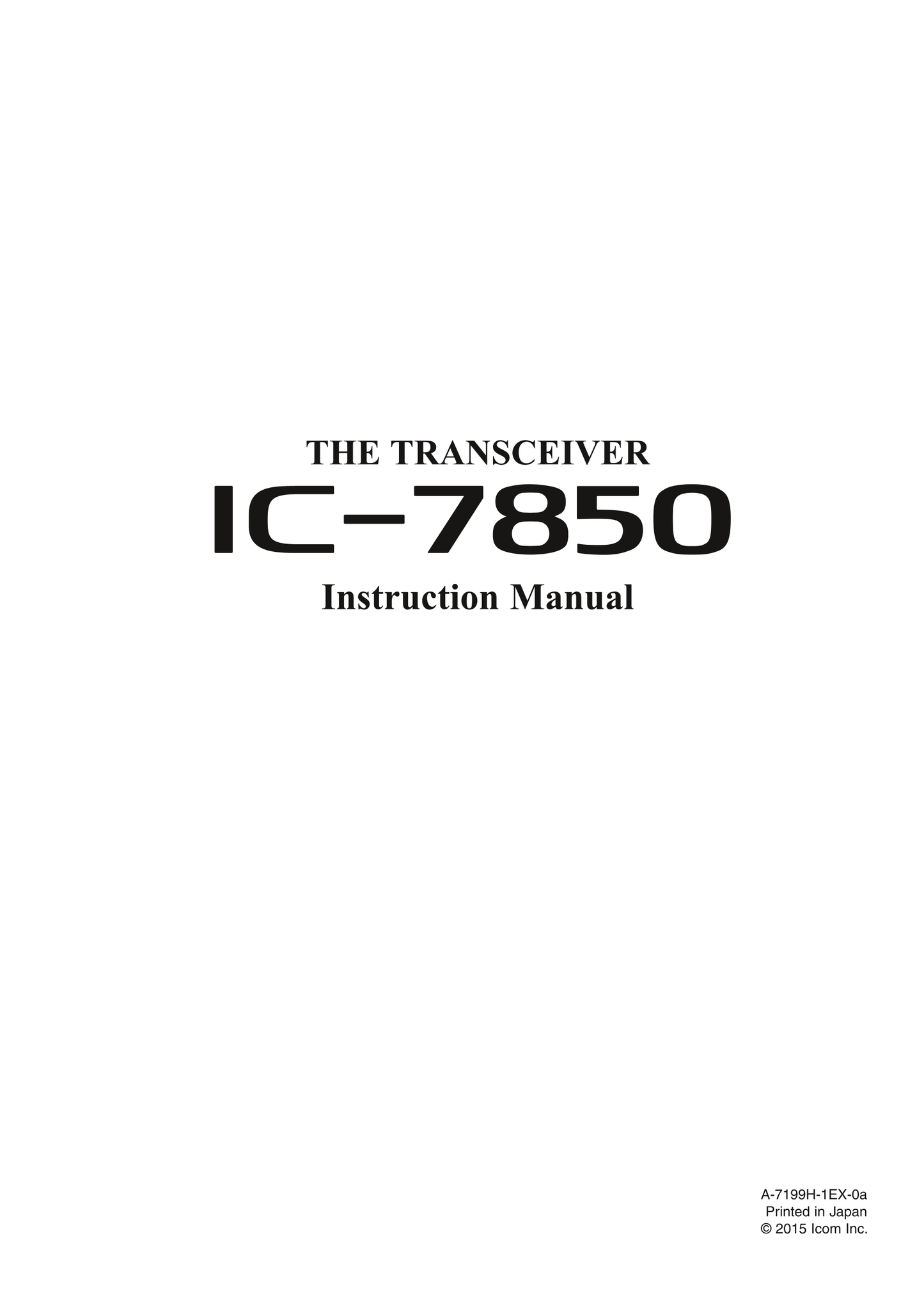 Icom IC-7850 Transceiver Owner/ User Manual (Pages: 278)