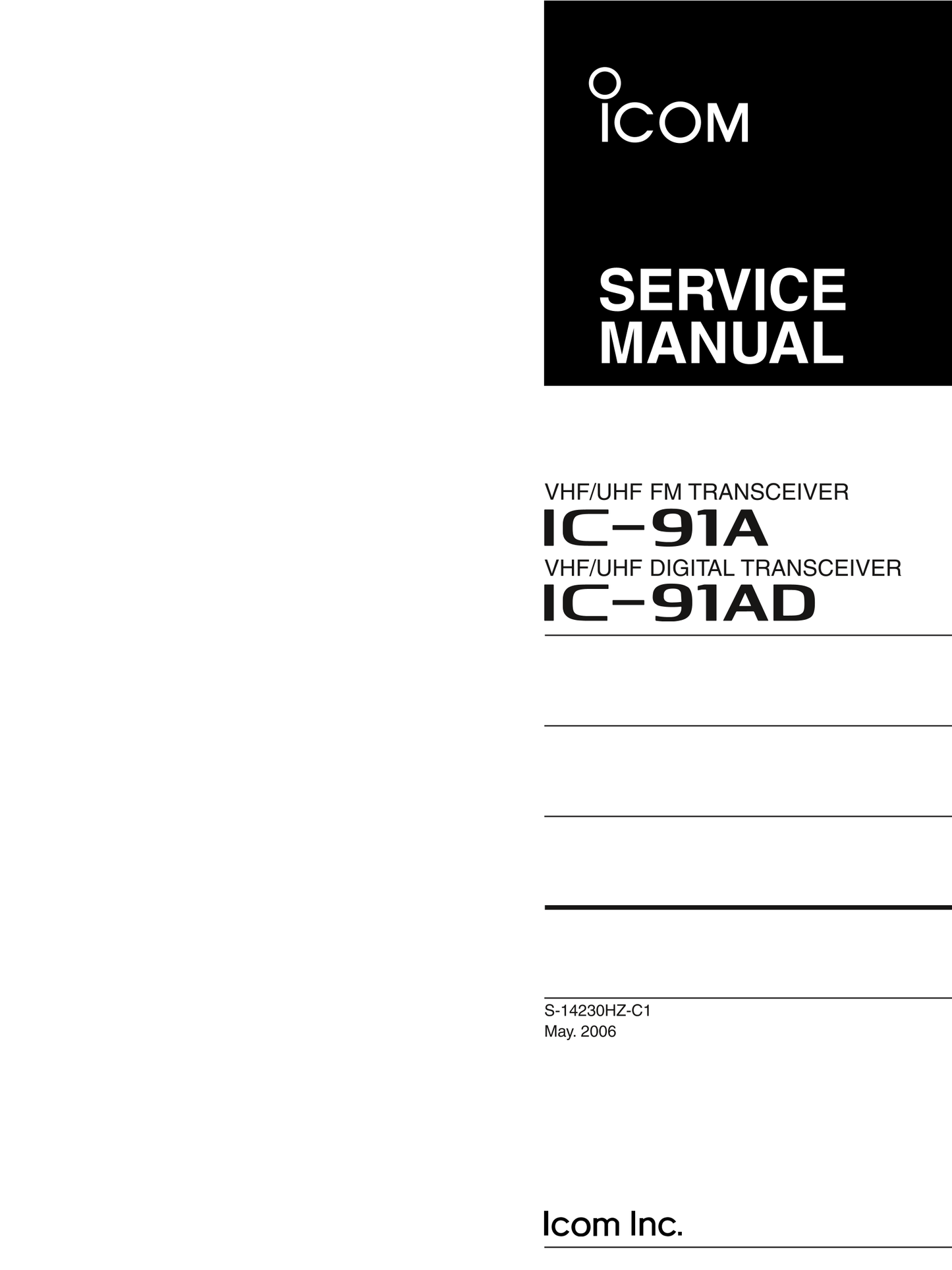 Icom IC-91 A & AD FM Transceiver Service Manual (Pages: 50)