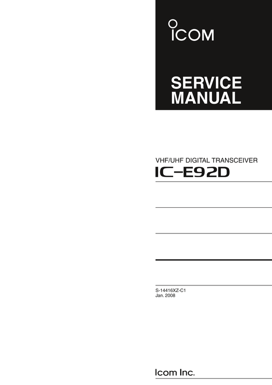 Icom IC-92 AD Digital Transceiver Service Manual (Pages: 60)