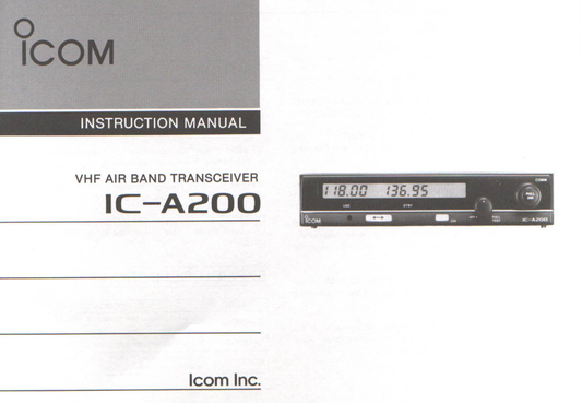 Icom IC-A200 VHF Air Band Transceiver Owner/ User Manual (Pages: 16)