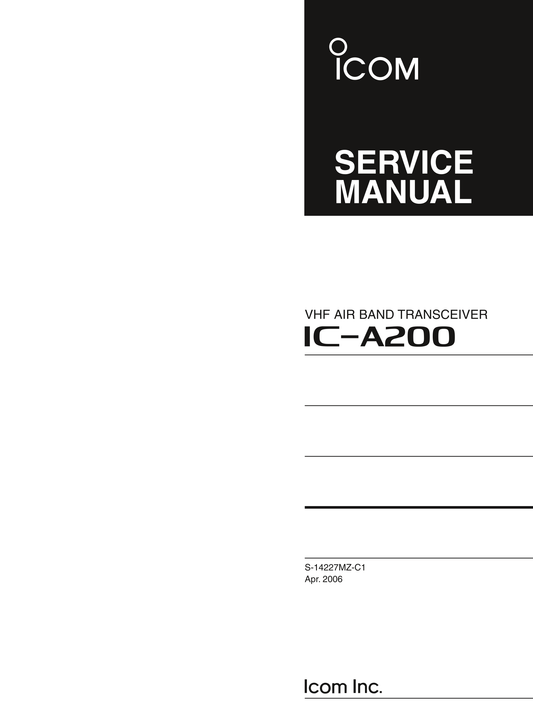 Icom IC-A200 Air Band Transceiver Service Manual (Pages: 38)