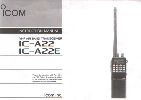 Icom IC-A22/IC-A22 E VHF Air Band Transceiver Owner/ User Manual (Pages: 63)