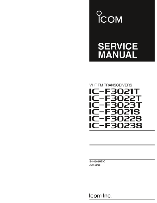 Icom IC-F3021 T, IC-F3022 T & IC-F3023 FM Transceiver Service Manual (Pages: 36)