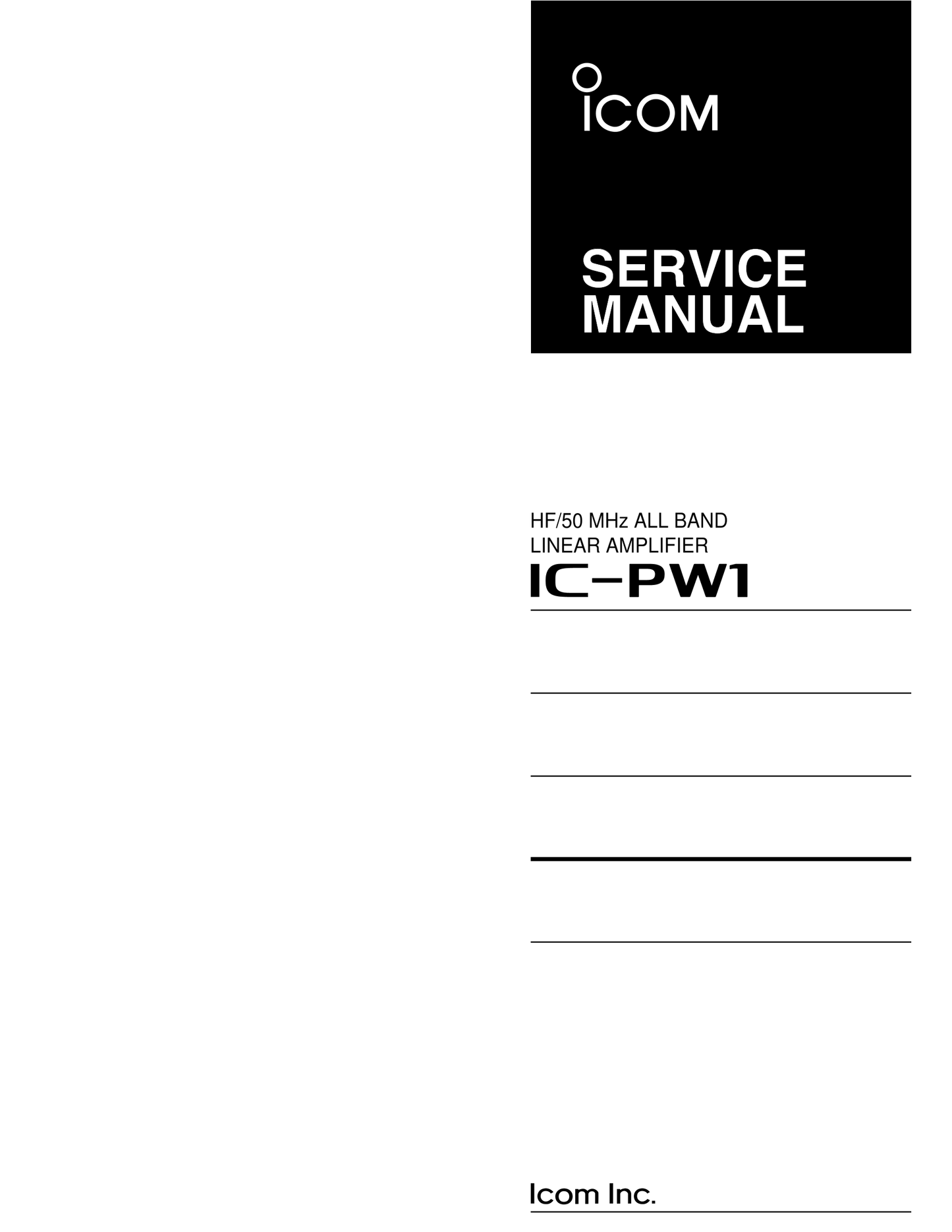 Icom IC-PW1 Linear Amplifier Service Manual (Pages: 201)