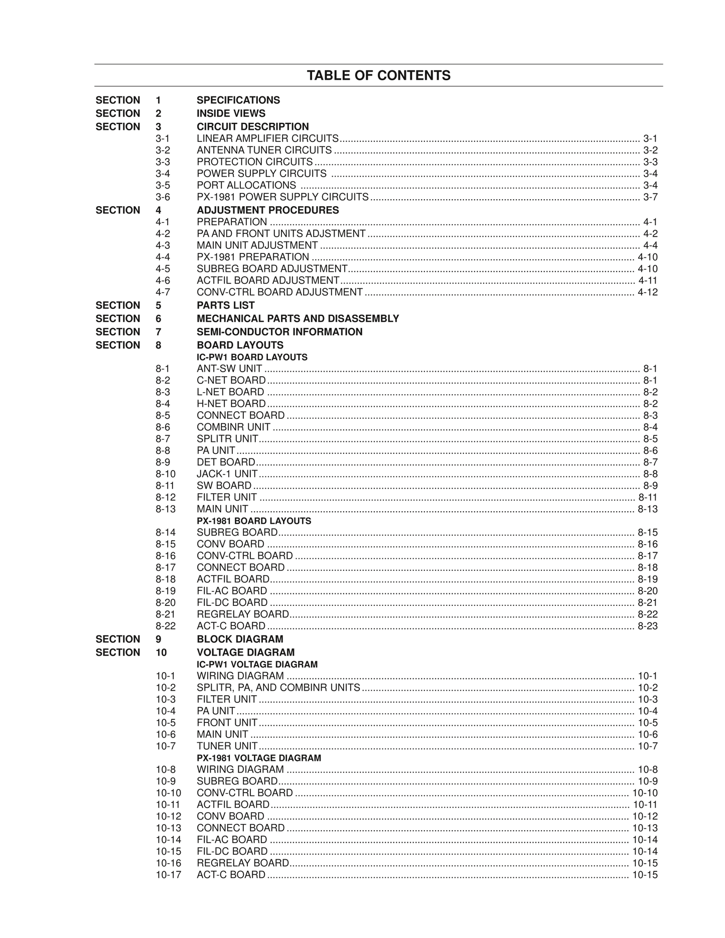 Icom IC-PW1 Linear Amplifier Service Manual (Pages: 201)