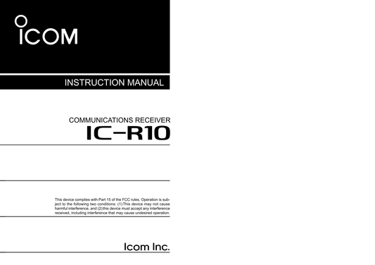 Icom IC-R10 Communications Receiver Owner/ User Manual (Pages: 48)