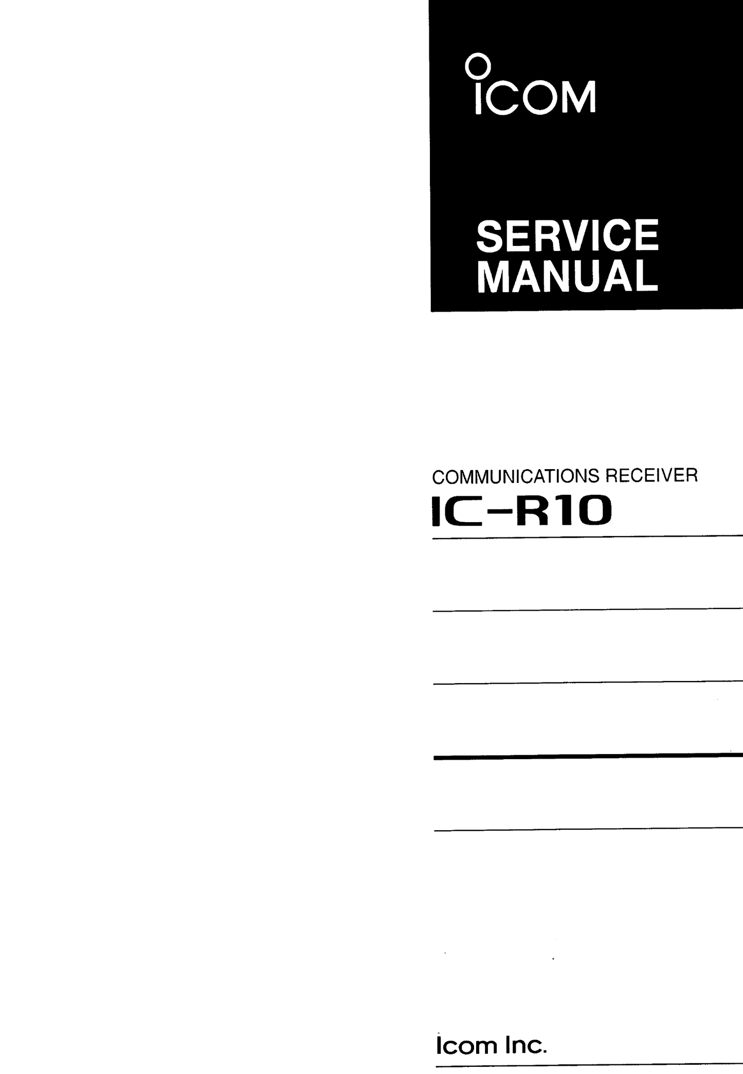 Icom IC-R10 Communicatons Receiver Service Manual (Pages: 56)