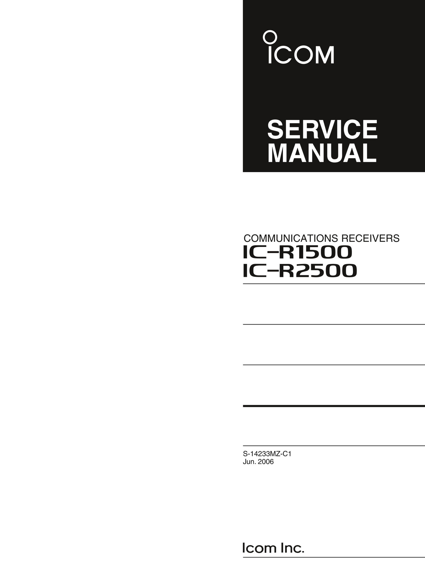 Icom IC-R1500 & IC-R2500 Communicatons Receiver Service Manual (Pages: 72)