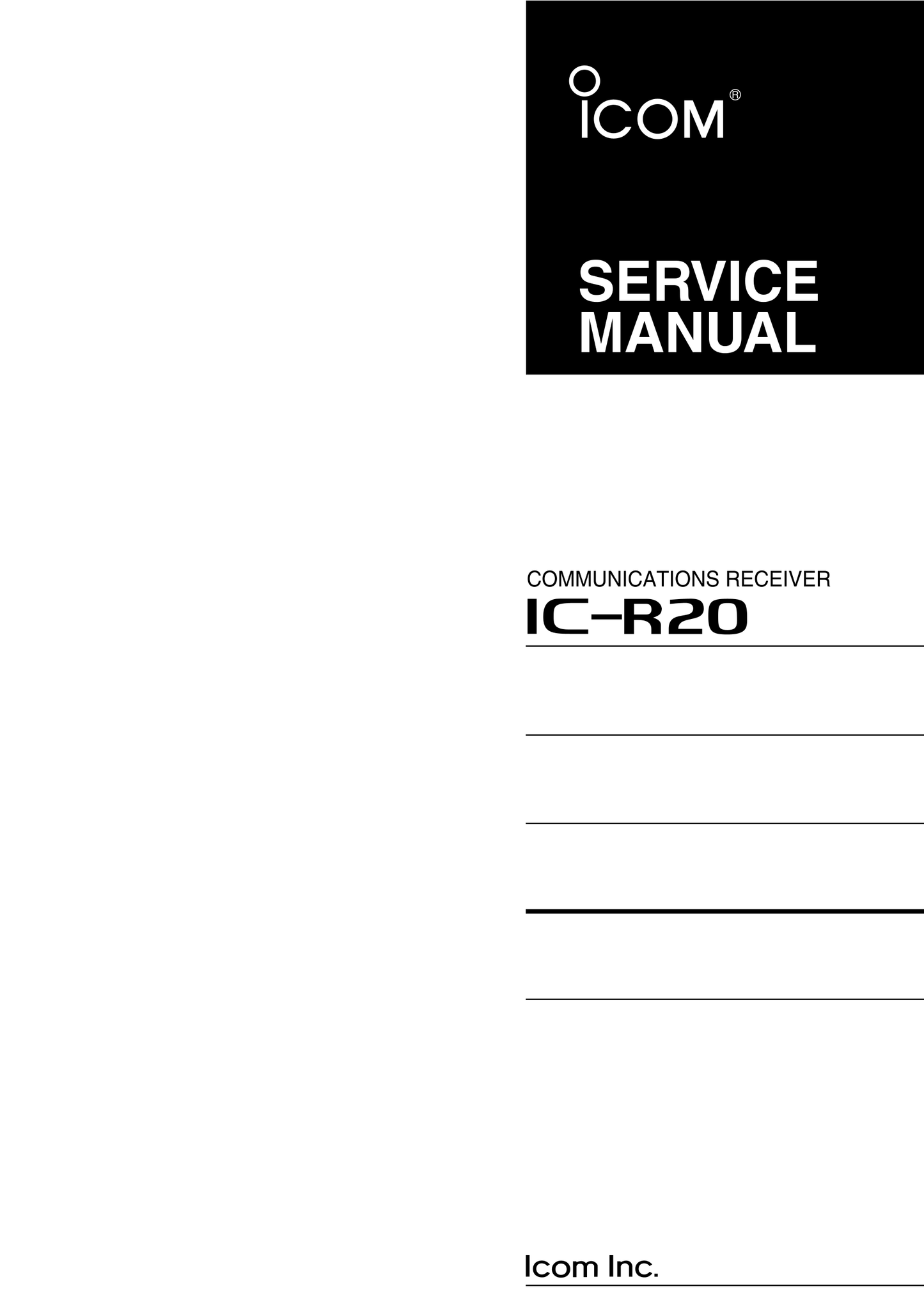 Icom IC-R20 Communicatons Receiver Service Manual (Pages: 117)