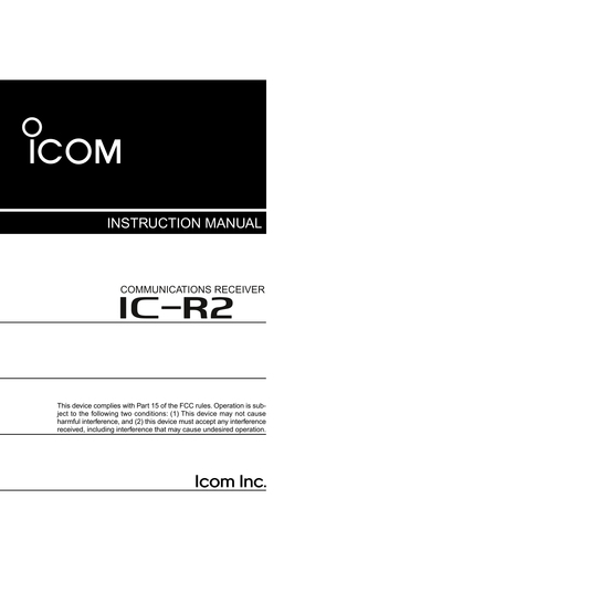 Icom IC-R2 Communications Receiver Owner/ User Manual (Pages: 64)