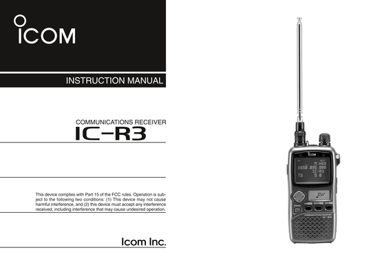 Icom IC-R3 Communications Receiver Owner/ User Manual (Pages: 80)