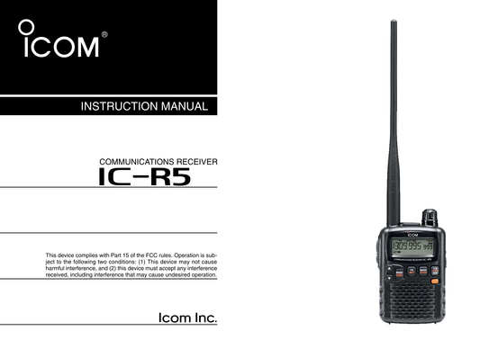 Icom IC-R5 Communications Receiver Owner/ User Manual (Pages: 84)