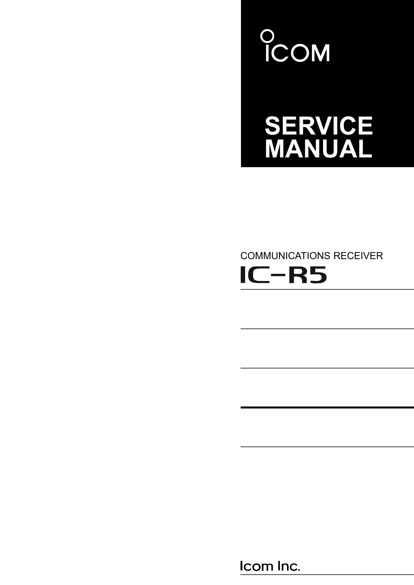 Icom IC-R5 Communicatons Receiver Service Manual (Pages: 39)