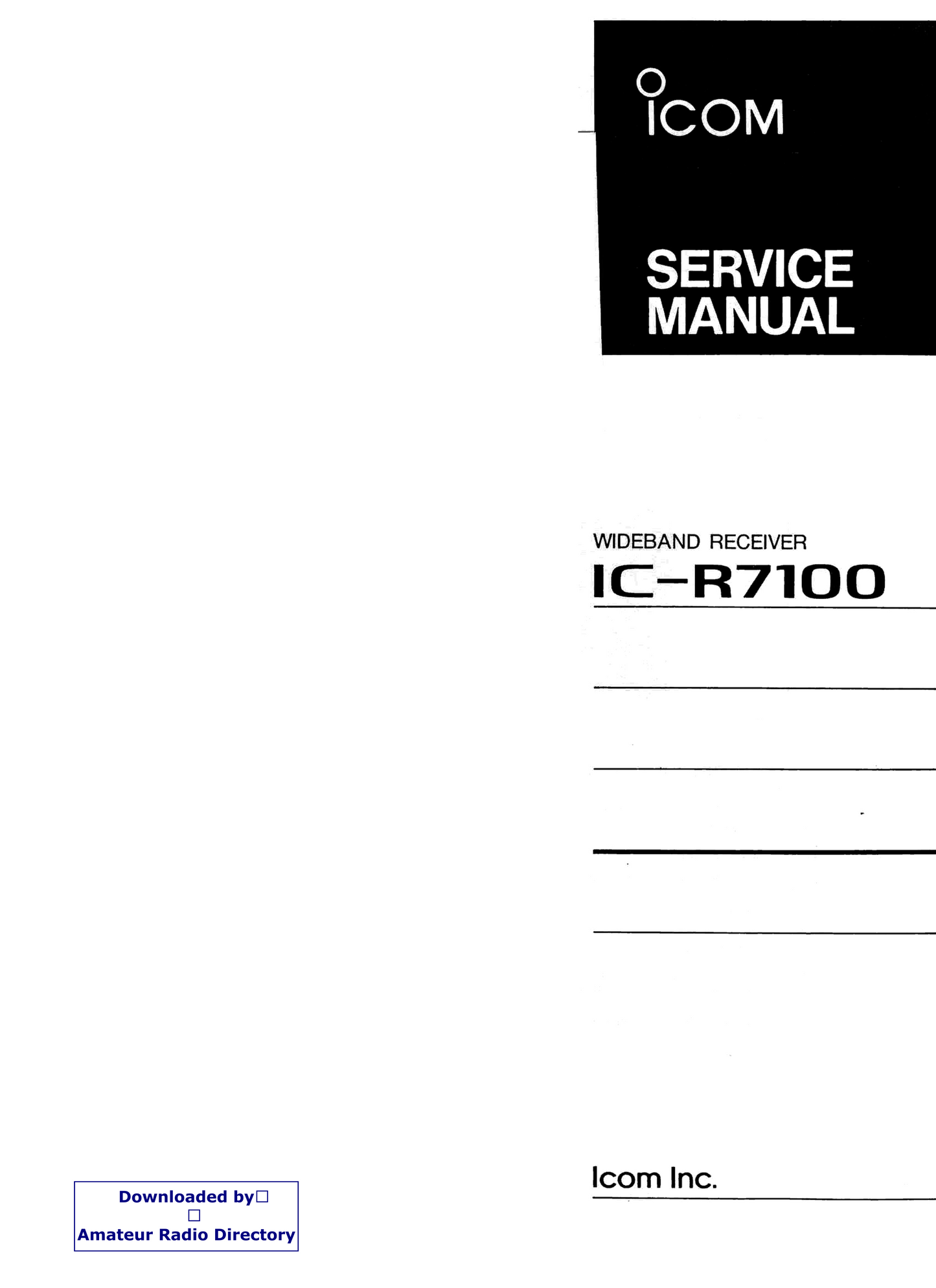 Icom IC-R7100 Wideband Receiver Service Manual (Pages: 71)