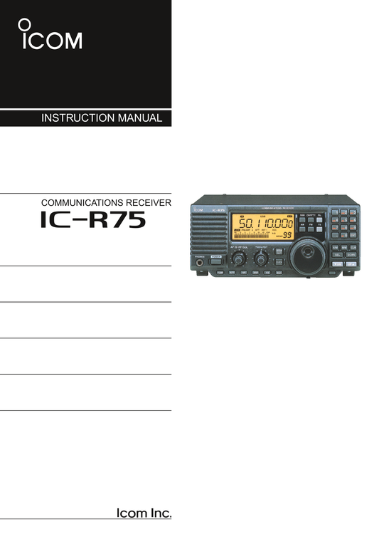 Icom IC-R75 Communications Receiver Owner/ User Manual (Pages: 56)