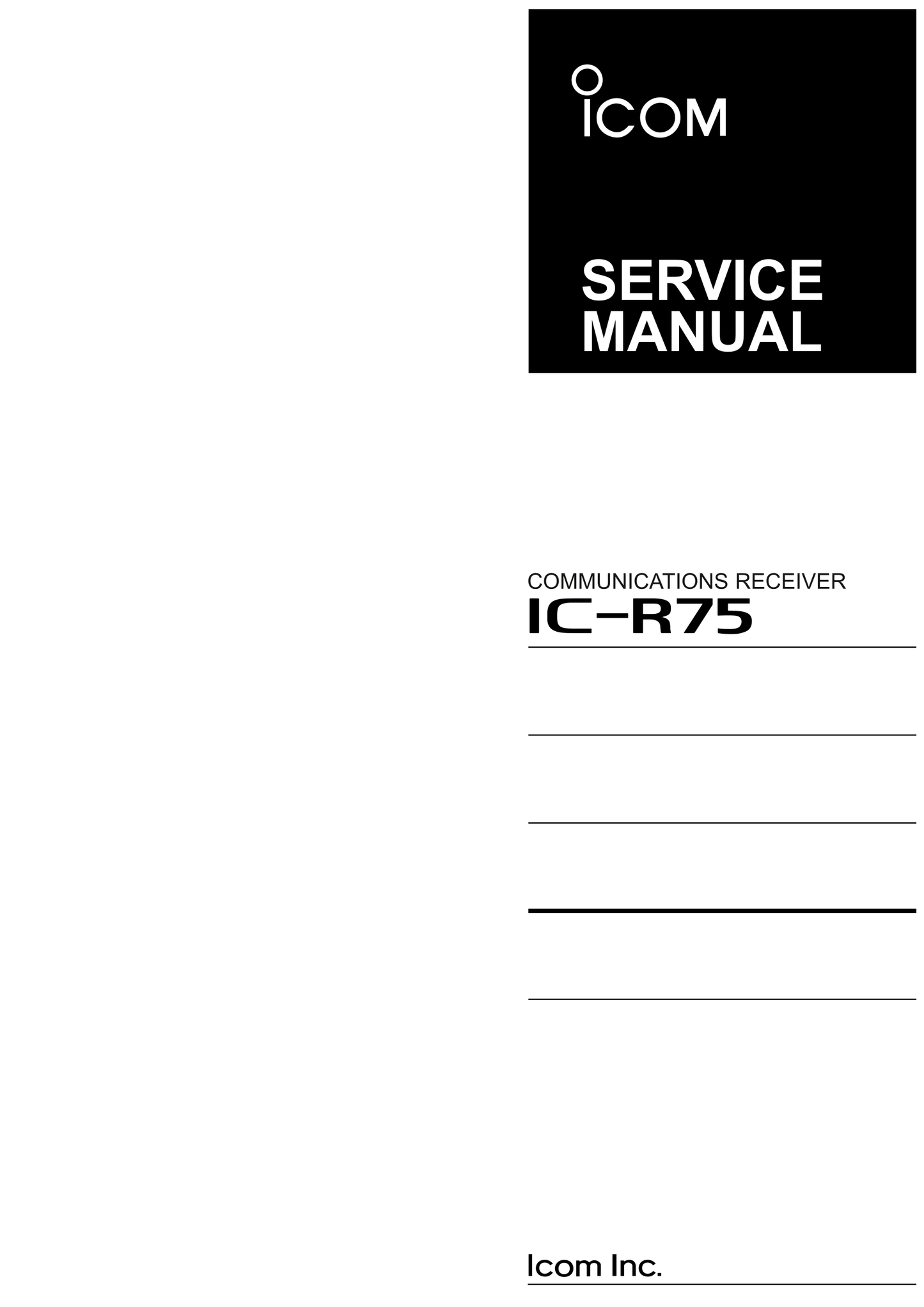 Icom IC-R75 Communicatons Receiver Service Manual (Pages: 51)