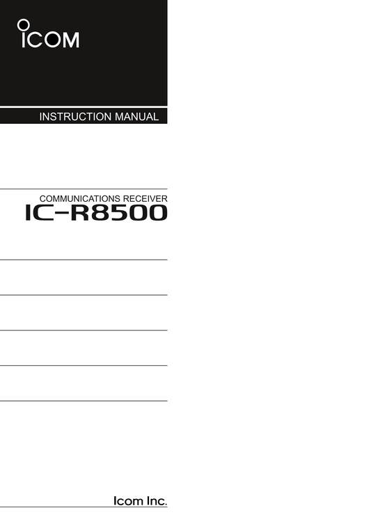 Icom IC-R8500 Communicaions Receiver Owner/ User Manual (Pages: 48)