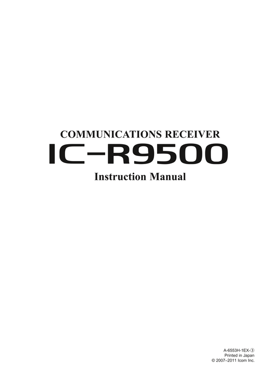 Icom IC-R9500 Communicaions Receiver Owner/ User Manual (Pages: 192)