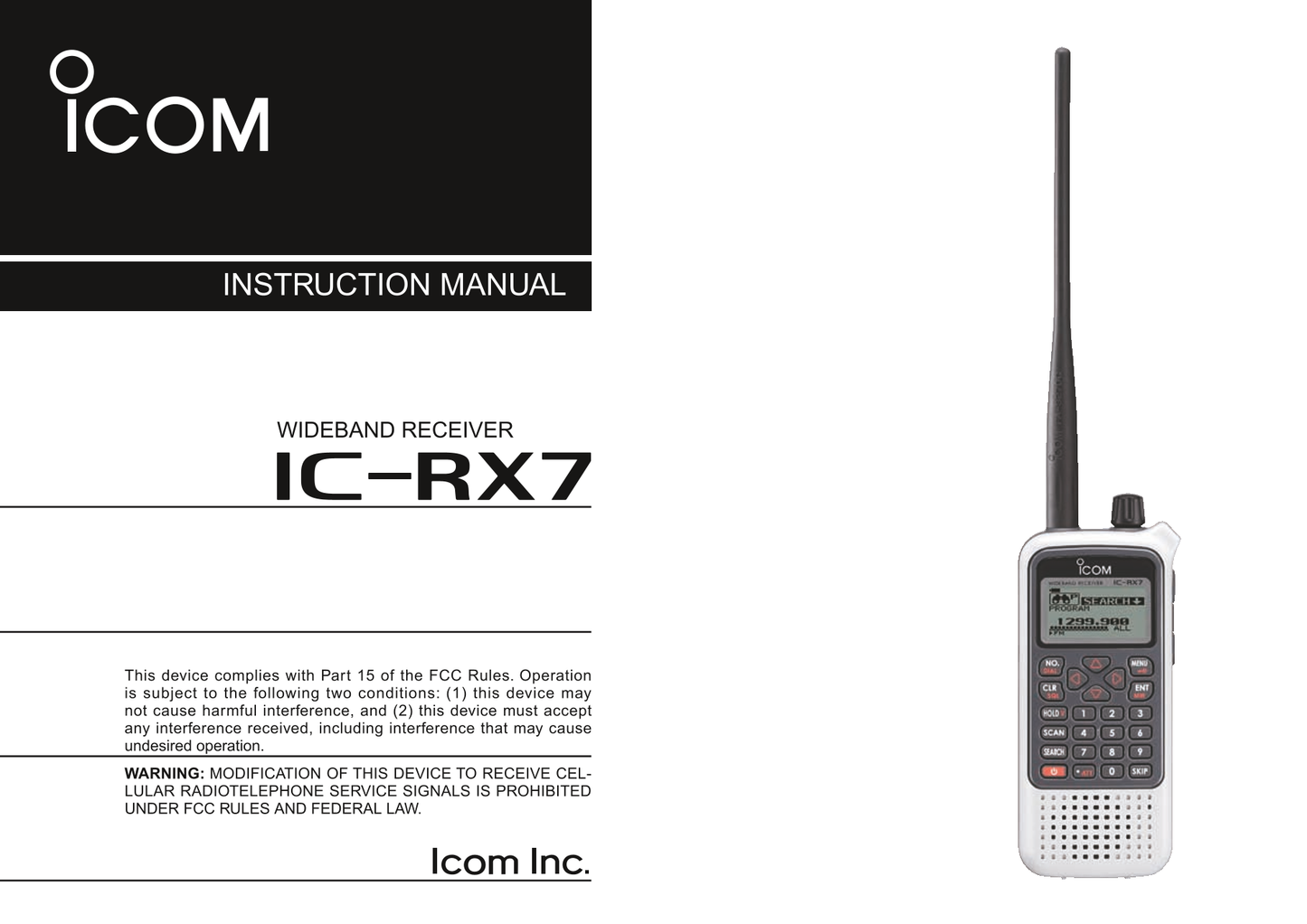 Icom IC-RX7 Wideband Receiver Owner/ User Manual (Pages: 108)