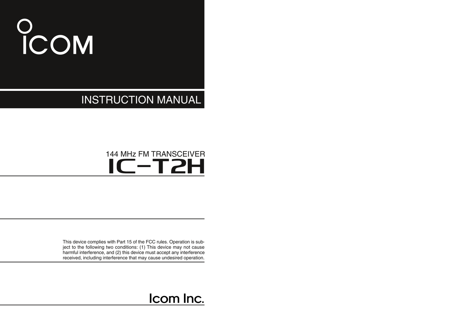 Icom IC-T2H FM Transceiver Owner/ User Manual (Pages: 50)