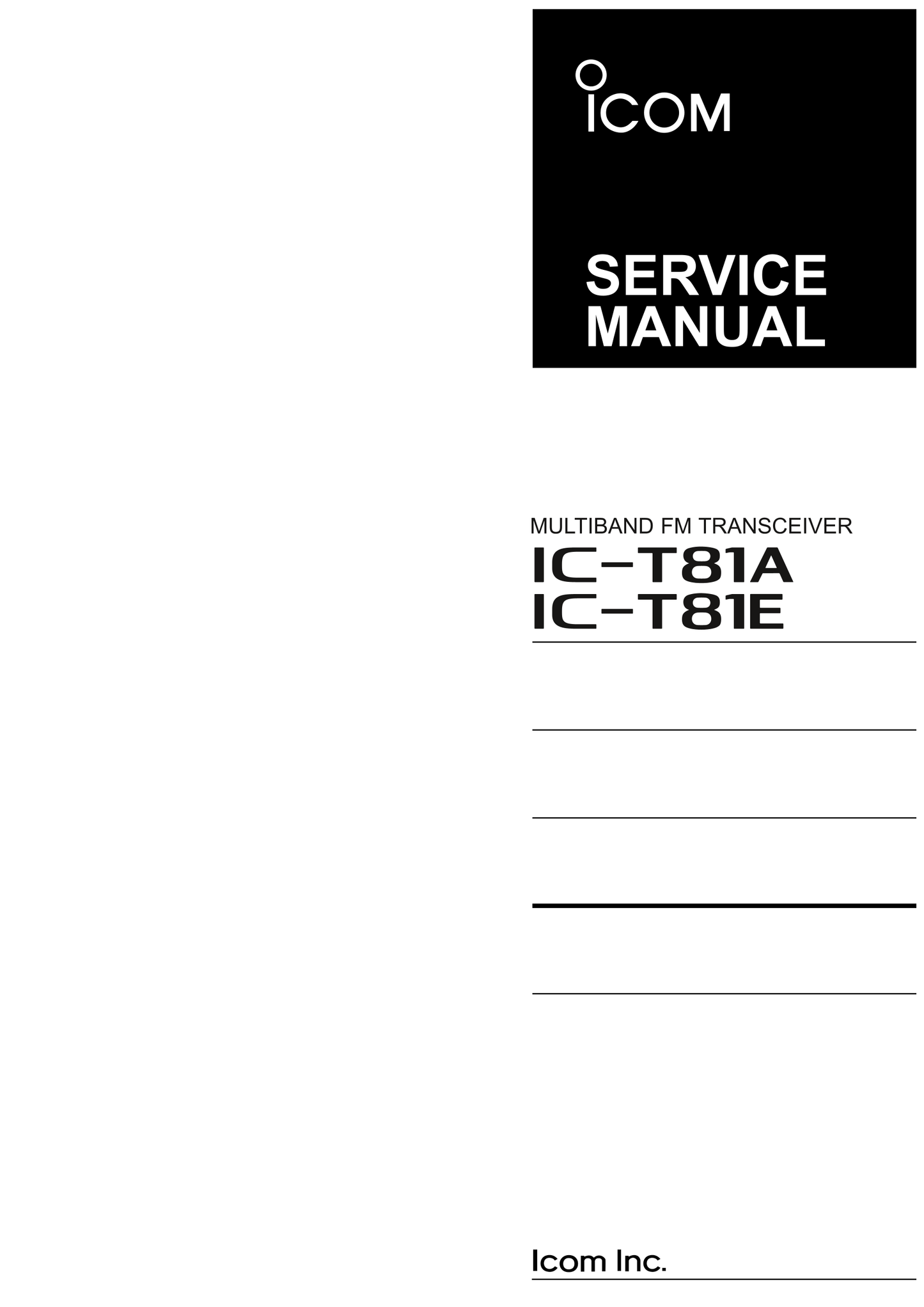 Icom IC-T81 A & E FM Transceiver Service Manual (Pages: 53)