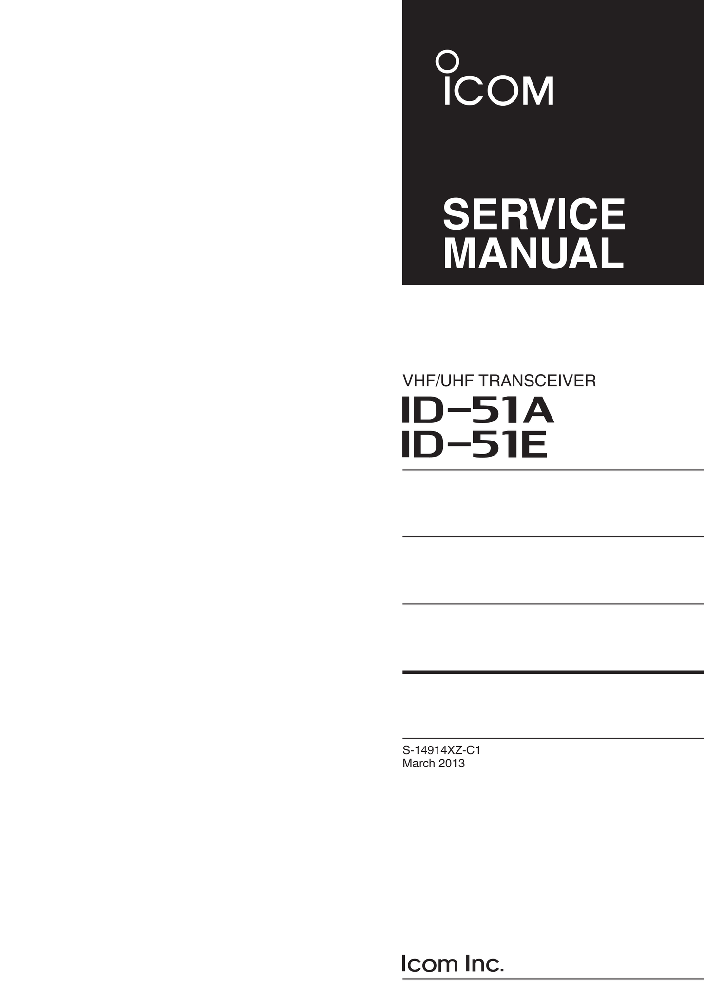 Icom ID-51 A & E VHF/UHF Transceiver Service Manual (Pages: 60)