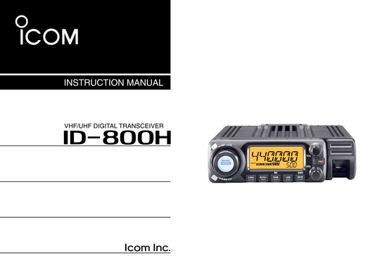 Icom ID-800 H VHF/UHF Digital Transceiver Owner/ User Manual (Pages: 144)