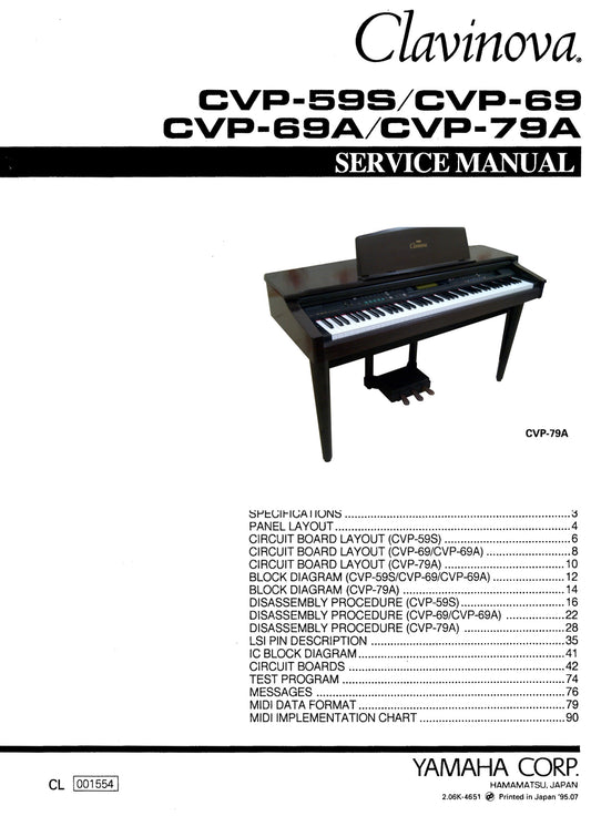 Yamaha CVP-59S, CVP-69, CVP-69A & CVP-79A Digital Piano Service Manual (Pages: 181)