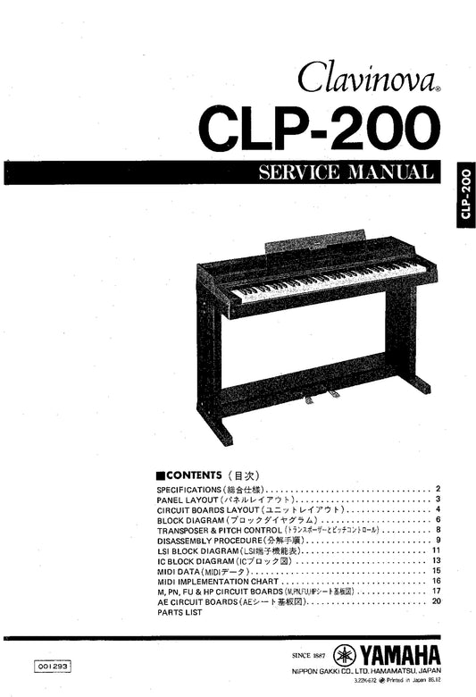 Yamaha CLP-200 Digital Piano Service Manual (Pages: 32)