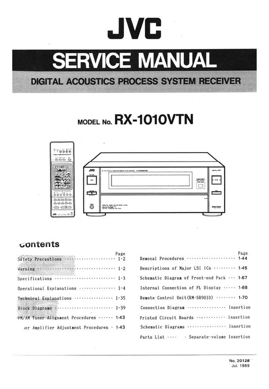 JVC RX1010 VTN Audio/Video Receiver Service Manual