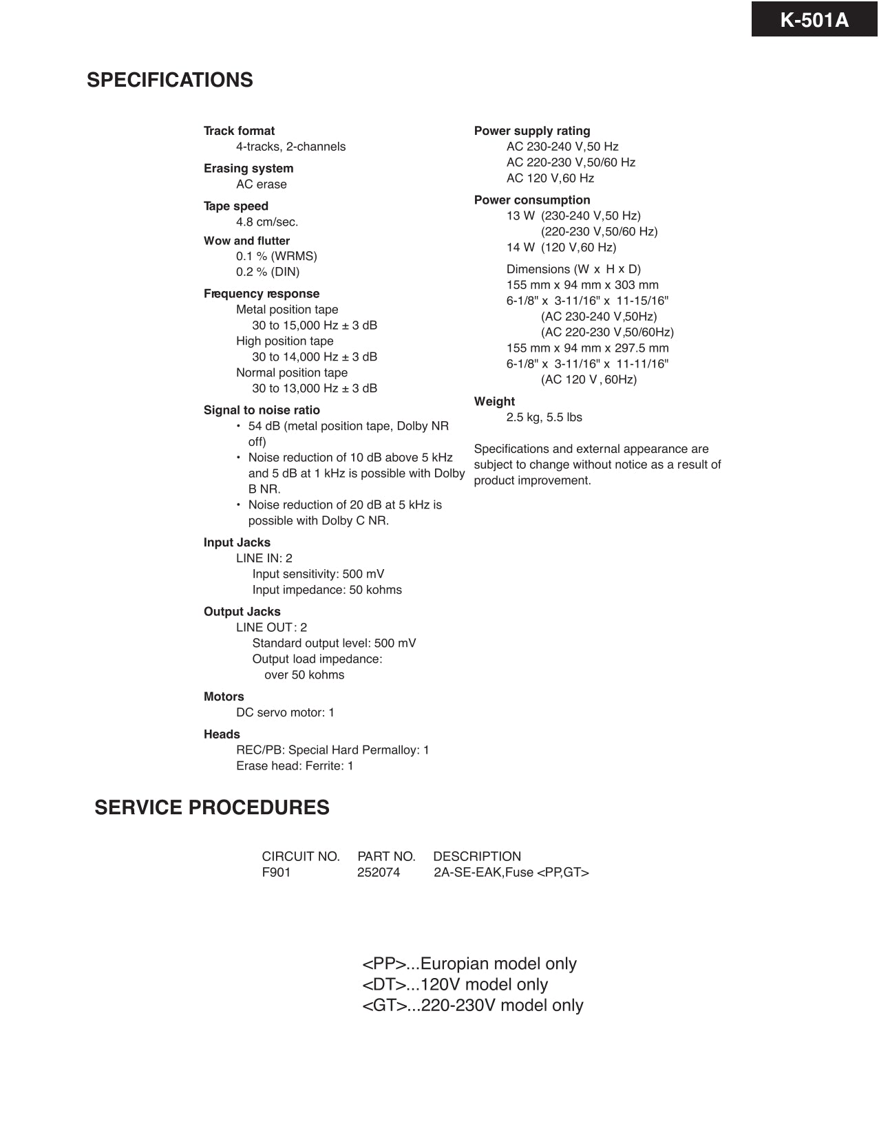 Onkyo K-501A Cassette Tape Deck Service Manual (Pages: 26)