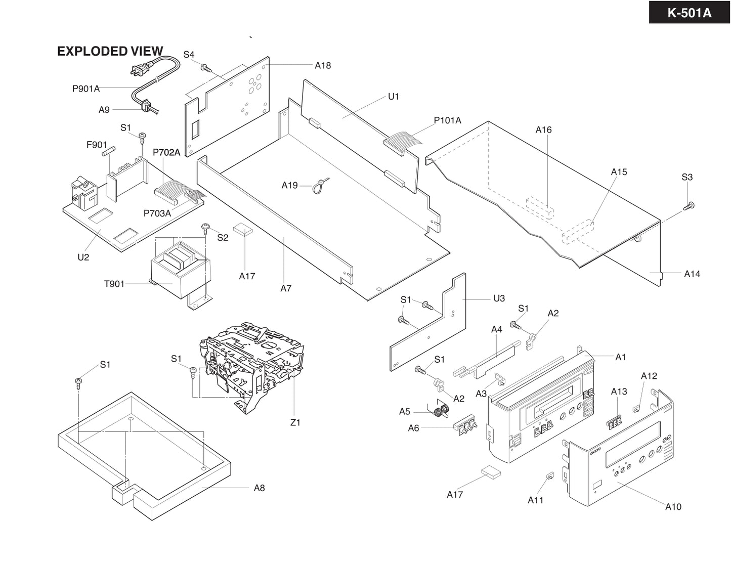 Onkyo K-501A Cassette Tape Deck Service Manual (Pages: 26)