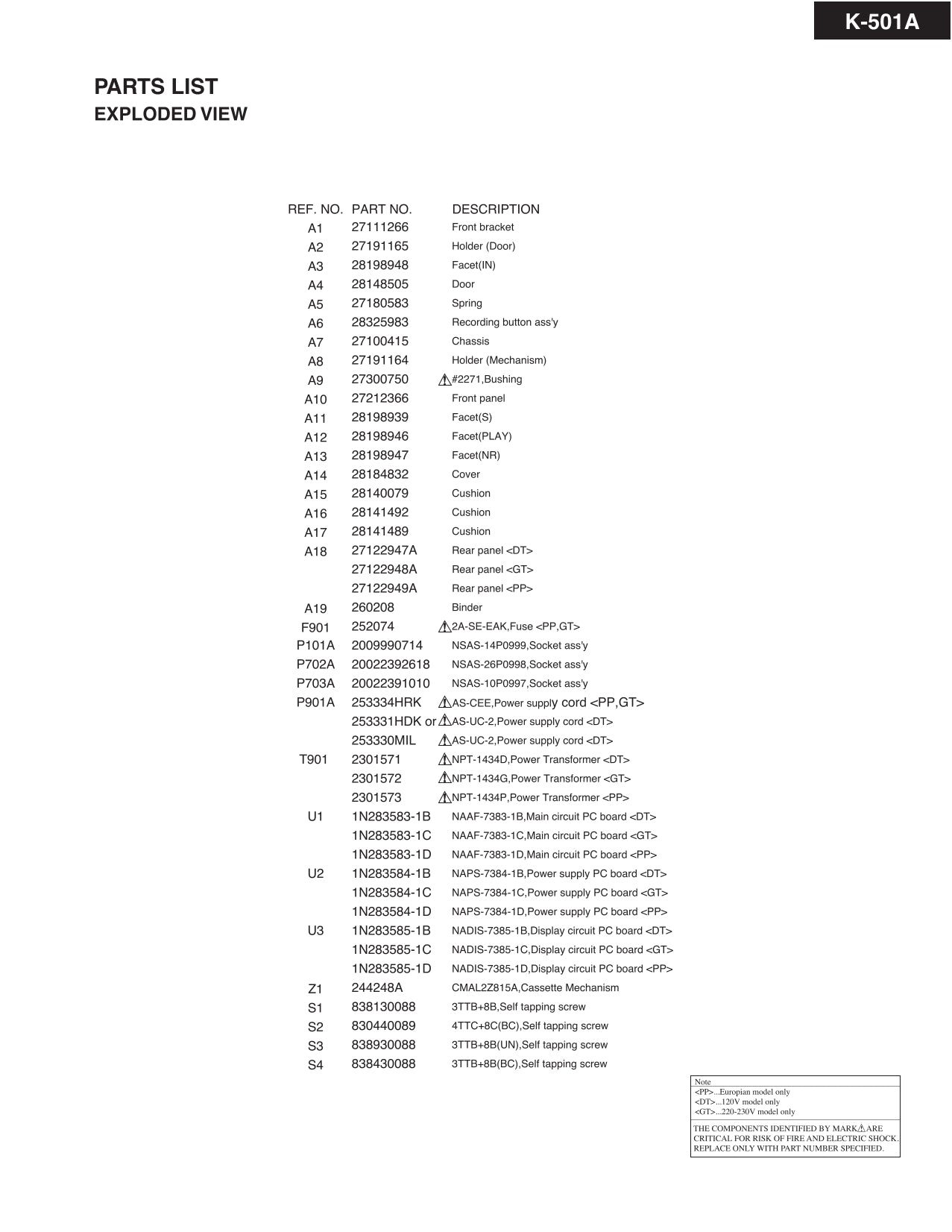 Onkyo K-501A Cassette Tape Deck Service Manual (Pages: 26)
