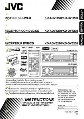 JVC KDADV6270 KDDV5100 KDDV5105 Audio System Operating Manual