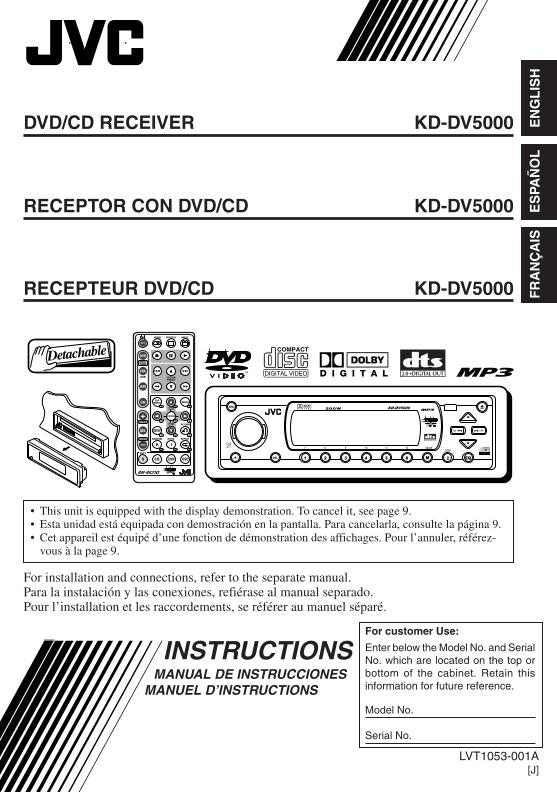 JVC KDDV5000 DVD Player Operating Manual