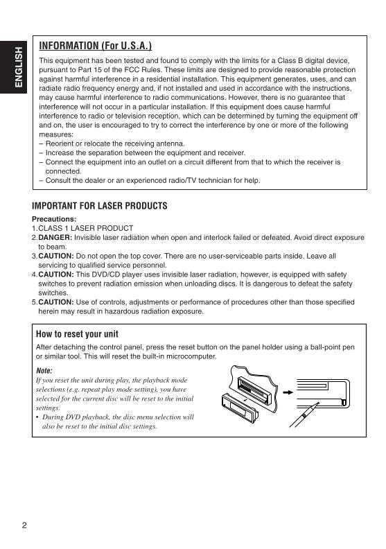 JVC KDDV5000 DVD Player Operating Manual