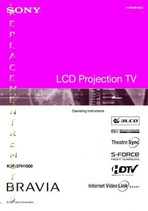 Sony KDF37H1000 TV Operating Manual