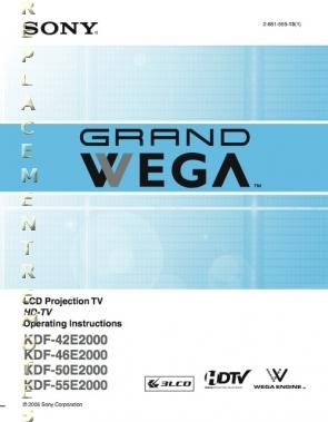 Sony KDF42E2000 KDF46E2000 KDF50E2000 TV Operating Manual