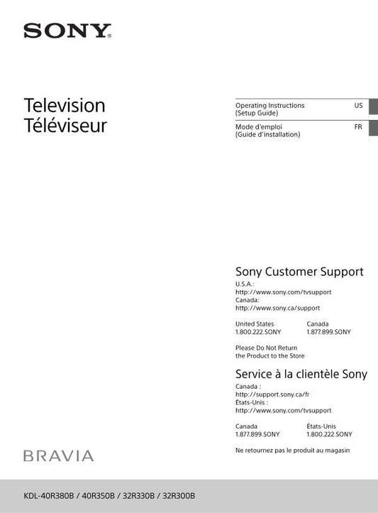 Sony KDL32R330B TV Operating Manual