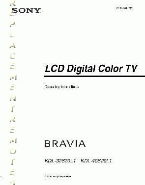 Sony KDL32S20L1 KDL40S20L1 TV Operating Manual