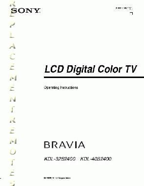 Sony KDL32S2400 KDL40S2400 TV Operating Manual