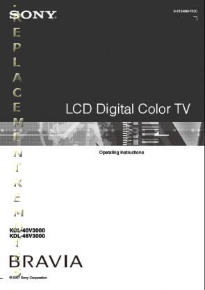 Sony KDL40V3000 KDL46V3000 TV Operating Manual