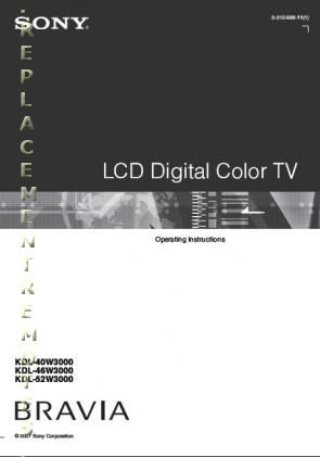 Sony KDL40W3000 KDL46W3000 KDL52W3000 TV Operating Manual
