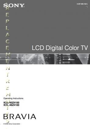 Sony KDL40Z4100 KDL46Z4100 TV Operating Manual