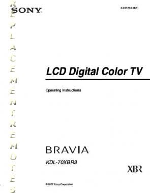Sony KDL70XBR3 TV Operating Manual