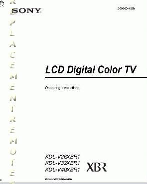 Sony KDLV26XBR1 KDLV32XBR1 KDLV40XBR1 TV Operating Manual