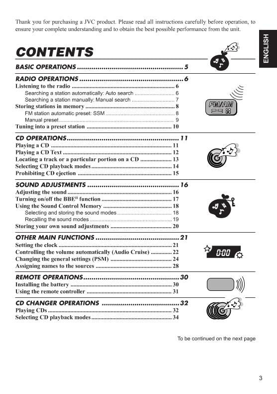 JVC KDLX10 Audio System Operating Manual